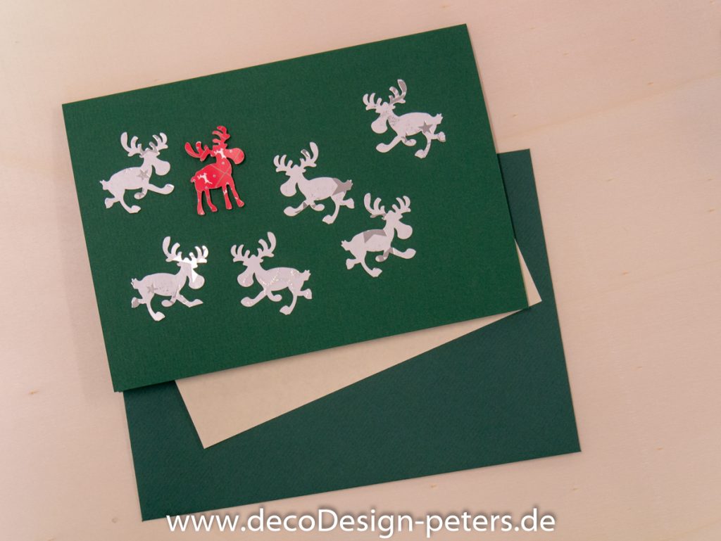 Weihnachtskarte "Elche" grün (c)decoDesign-peters