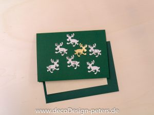 Weihnachtskarte "Elche" grün (c)decoDesign-peters