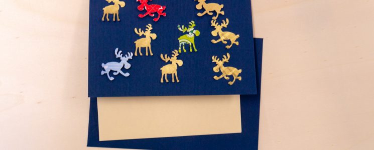 Weihnachtskarte "Elche" blau(c)decoDesign-peters
